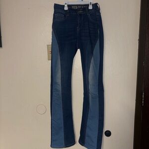 VIP Dark and Light Blue Flare Jeans